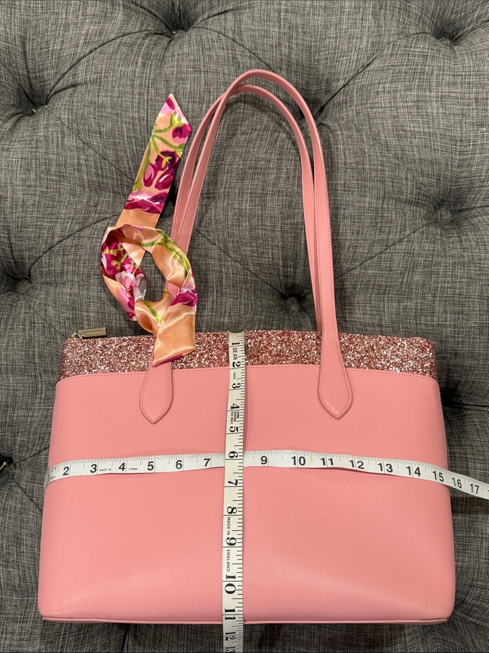 Kate Spade New York Bag Flash Glitter Pink Large Glitter-Trim Tote - Picture 17 of 17